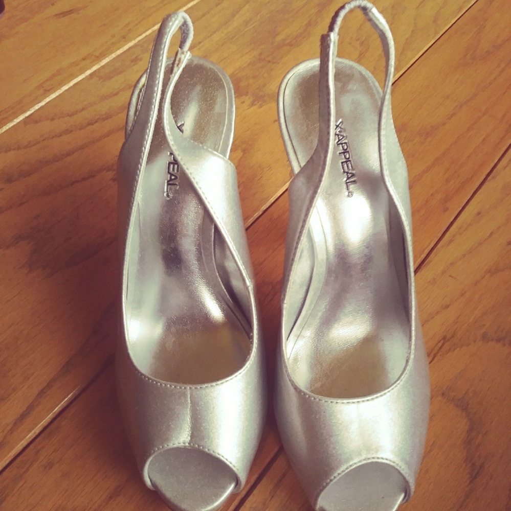 Silver Slingback Heels